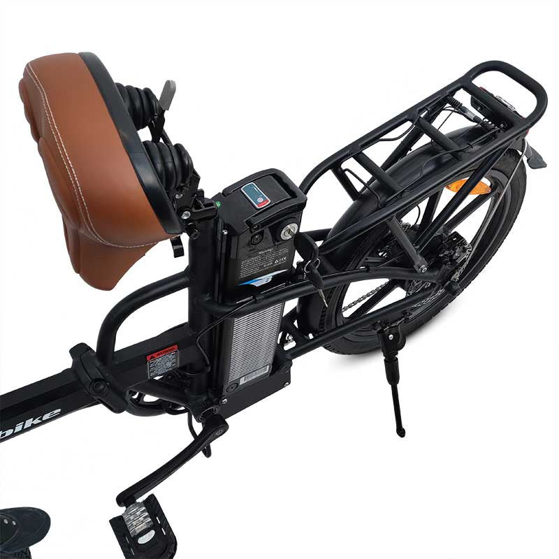 Flip up seat to remove battery